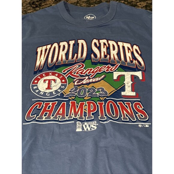 Used Texas Rangers 2023 World Series Champions T-Shirt (’47 Brand), Small - Picture 3 of 3